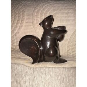 Squirrel Figurine, Bronze Color Animal Sculpture, Nut Holder Statue Decor